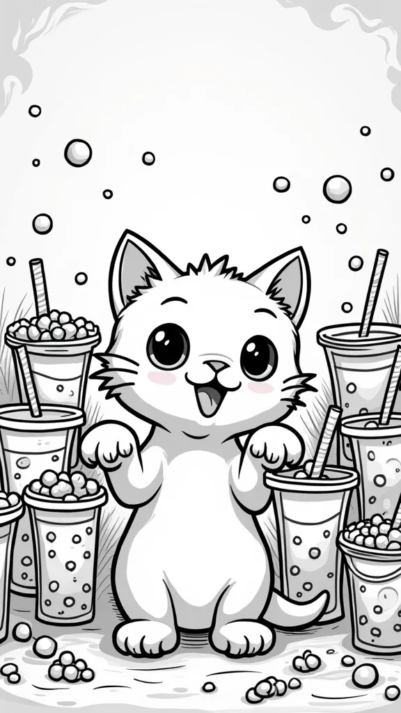 boba cat coloring pages